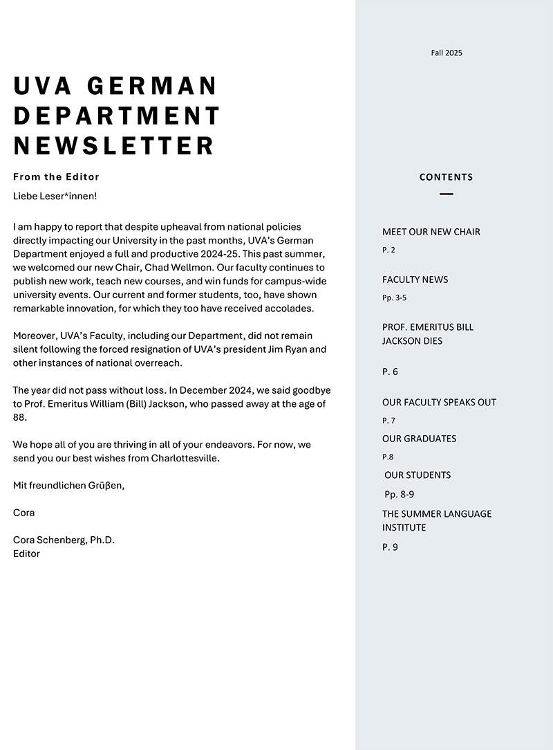 German Department Newsletter 2025